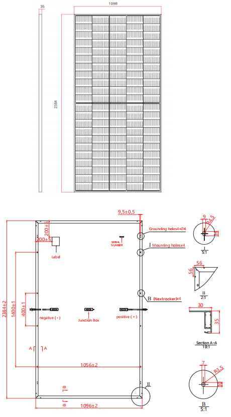 545W-560W Panel Énergi Surya Karakteristik Éléktrik 1