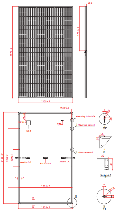 ویژگی های الکتریکی پنل خورشیدی 595W-610W 1